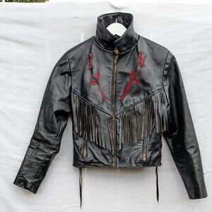 Vtg. 90s Leather Moto Jacket by PROTECH LEATHER APPAREL Made in USA